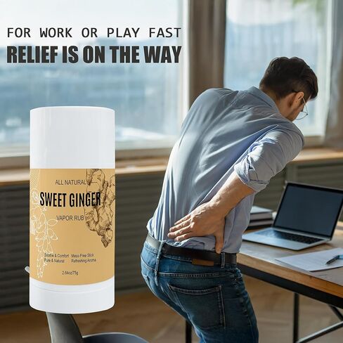 عصا فرك بخار الزنجبيل الحلو - بلسم عشبي طبيعي بالكامل مع الزنجبيل والنعناع، ​​تركيبة نباتية، تصميم عصا سهل الاستخدام (2) in Kuwait