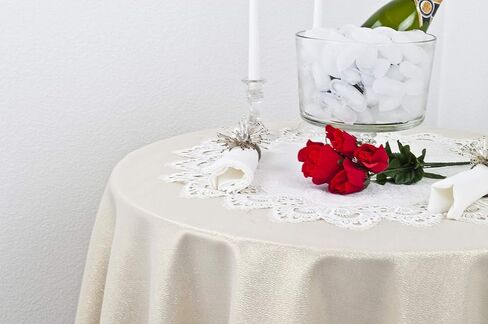 LINENS ART AND THINGS Lace Doily White Antique European Peacock Tail on Jacquard Fabric Round Table Topper Wedding Décor (23 Inch Round) in Saudi Arabia