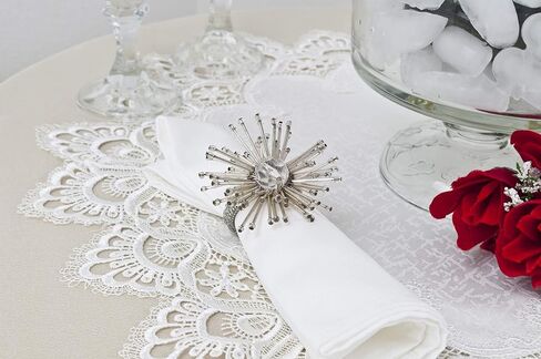 LINENS ART AND THINGS Lace Doily White Antique European Peacock Tail on Jacquard Fabric Round Table Topper Wedding Décor (23 Inch Round) in Saudi Arabia