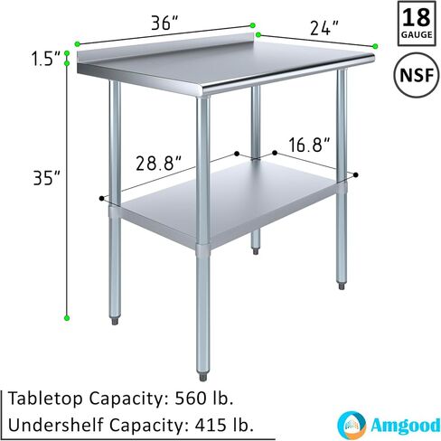 AmGood Stainless Steel Work Table | Metal Utility Table (72" Long x 18" Deep) in Saudi Arabia