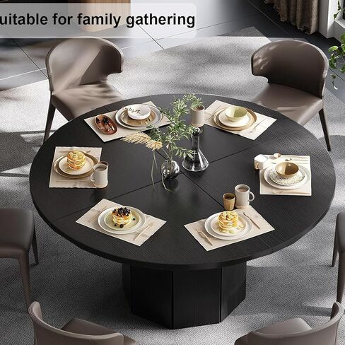 Large Round Foldable Table Top, 59 " Diameter Portable Dining Table Extender Top, No Legs Wooden Round Table Tops Only, for Round Table and Square Table (Black, 5.9ft/71.2in) in Saudi Arabia