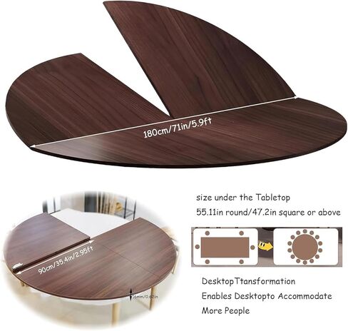 Large Round Foldable Table Top, 59 " Diameter Portable Dining Table Extender Top, No Legs Wooden Round Table Tops Only, for Round Table and Square Table (Black, 5.9ft/71.2in) in Saudi Arabia