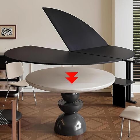 Large Round Foldable Table Top, 59 " Diameter Portable Dining Table Extender Top, No Legs Wooden Round Table Tops Only, for Round Table and Square Table (Black, 5.9ft/71.2in) in Saudi Arabia