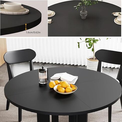 Large Round Foldable Table Top, 59 " Diameter Portable Dining Table Extender Top, No Legs Wooden Round Table Tops Only, for Round Table and Square Table (Black, 5.9ft/71.2in) in Saudi Arabia