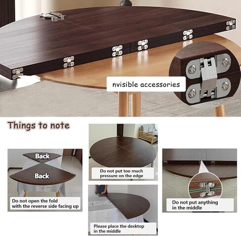 Large Round Foldable Table Top, 59 " Diameter Portable Dining Table Extender Top, No Legs Wooden Round Table Tops Only, for Round Table and Square Table (Black, 5.9ft/71.2in) in Saudi Arabia