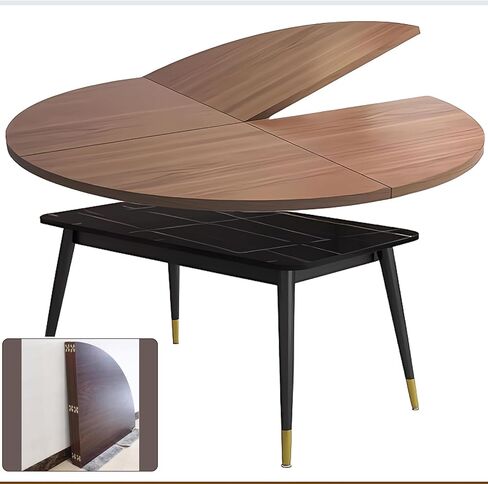 Large Round Foldable Table Top, 59 " Diameter Portable Dining Table Extender Top, No Legs Wooden Round Table Tops Only, for Round Table and Square Table (Black, 5.9ft/71.2in) in Saudi Arabia