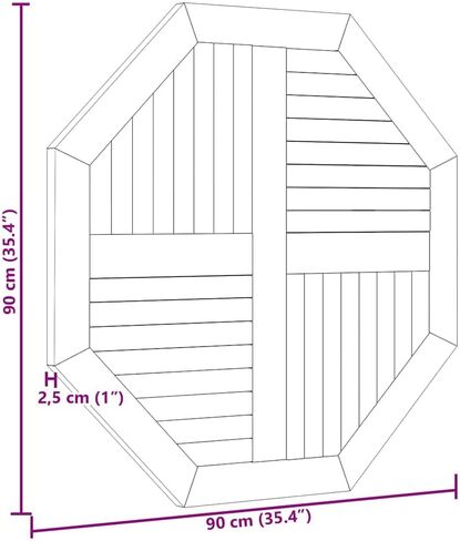 Octagonal-Shape Table Top Solid Teak Wood, Replacement Table Top, Wooden Desk Top for Outdoor, Home Use, -592 in Kuwait
