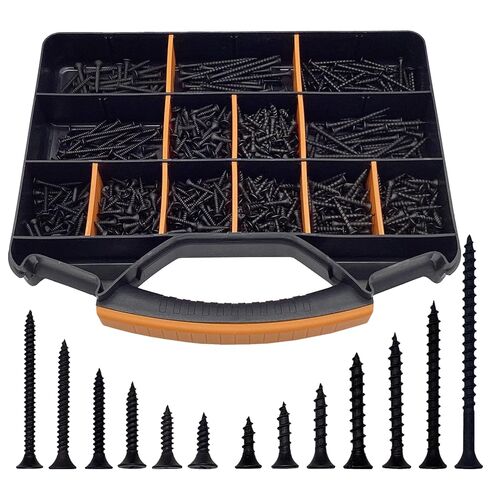 1000PCS Wood Screws Assortment Kit, Drywall Screws, Assorted Wood Screws, Phillips Flat Head Wood Screws, Screws Assortment, 13 Sizes (2-3/4'', 2'', 1-1/2'', 1-1/4'', 1'', 3/4'', 5/8'') in Saudi Arabia
