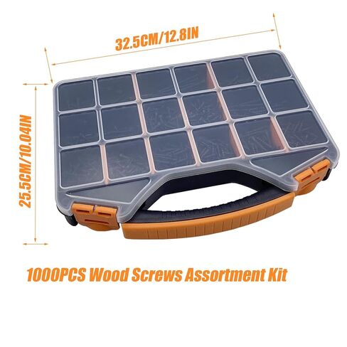 1000PCS Wood Screws Assortment Kit, Drywall Screws, Assorted Wood Screws, Phillips Flat Head Wood Screws, Screws Assortment, 13 Sizes (2-3/4'', 2'', 1-1/2'', 1-1/4'', 1'', 3/4'', 5/8'') in Saudi Arabia