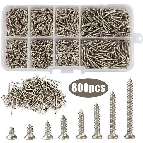 800PCS M2 Stainless Steel Screws Assortment Kit – Phillips Head Small Hardware Screws Set for Furniture, Cabinets, DIY in Saudi Arabia