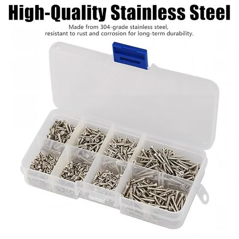 800PCS M2 Stainless Steel Screws Assortment Kit – Phillips Head Small Hardware Screws Set for Furniture, Cabinets, DIY in Saudi Arabia