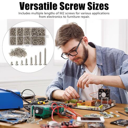 800PCS M2 Stainless Steel Screws Assortment Kit – Phillips Head Small Hardware Screws Set for Furniture, Cabinets, DIY in Saudi Arabia