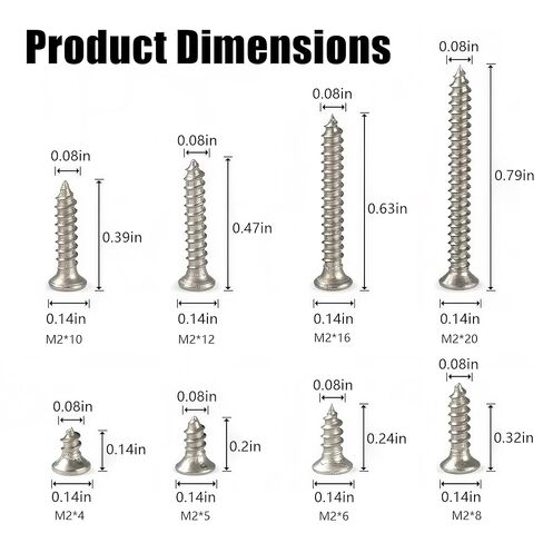 800PCS M2 Stainless Steel Screws Assortment Kit – Phillips Head Small Hardware Screws Set for Furniture, Cabinets, DIY in Saudi Arabia
