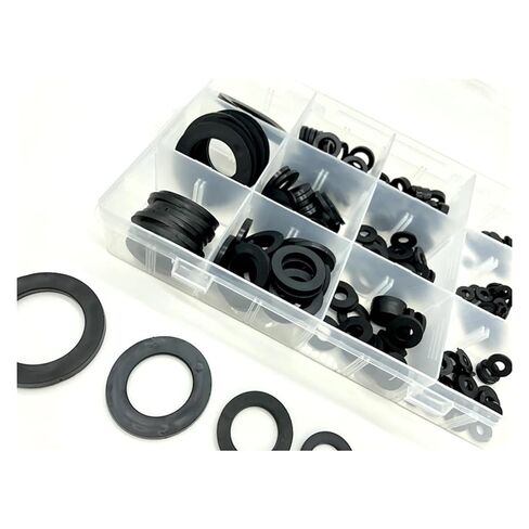 MIUYTRN 224 قطعة 12 مقاس أسود حلقة عزل مطاطية مسطحة غسالة طوقا مجموعة متنوعة M2 M2.5 M3 M4 M5 M6 M8 تحسين المنزل cuicui in Kuwait