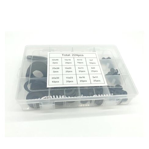 MIUYTRN 224 قطعة 12 مقاس أسود حلقة عزل مطاطية مسطحة غسالة طوقا مجموعة متنوعة M2 M2.5 M3 M4 M5 M6 M8 تحسين المنزل cuicui in Kuwait