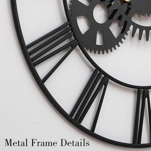 ساعة حائط Steampunk مقاس 24 بوصة، تروس معدنية صناعية بأرقام رومانية، فن ميكانيكي قديم متعثر للبار وغرفة المعيشة وديكور المقهى in Kuwait