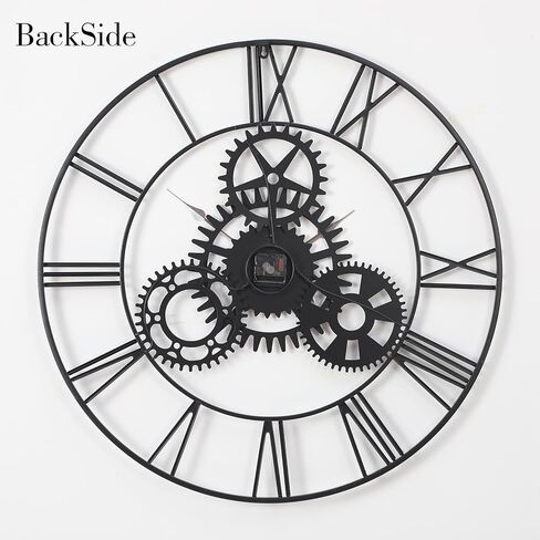 ساعة حائط Steampunk مقاس 24 بوصة، تروس معدنية صناعية بأرقام رومانية، فن ميكانيكي قديم متعثر للبار وغرفة المعيشة وديكور المقهى in Kuwait