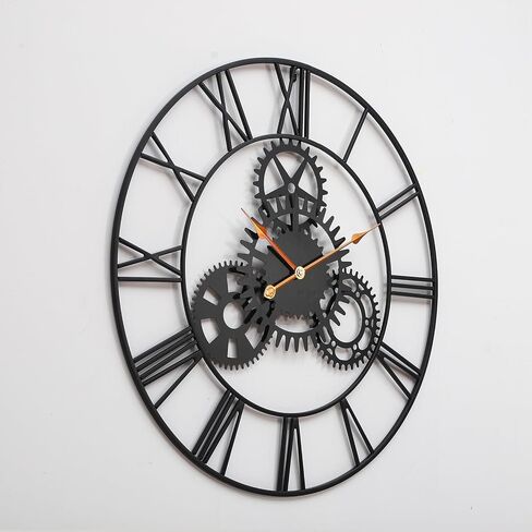 ساعة حائط Steampunk مقاس 24 بوصة، تروس معدنية صناعية بأرقام رومانية، فن ميكانيكي قديم متعثر للبار وغرفة المعيشة وديكور المقهى in Kuwait
