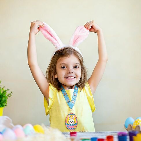 2 Pcs Easter Gold Medals, 2.95 Inch Easter Bunny Egg Shape Award with Colorful Neck Ribbons, Easter & Spring Spirit Medallion Decorating Contest Award Medals for Egg Hunt Party Gift in Saudi Arabia