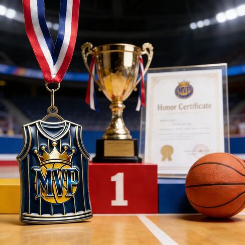 ميداليات كرة السلة Donrime للجوائز - كأس كرة السلة جيرسي MVP مع شريط أحمر أبيض وأزرق لهدايا فريق كرة السلة للاعبي كرة السلة هدايا اليوم الرياضي للأطفال البالغين in Kuwait
