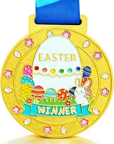 Easter Medal for Egg Hunt Winner Awards, 2.56 Inch Metal Medals Reward Badges with Neck Ribbons, Treasure Hunt Champion Prizes, Party Favors Perfect for Easter Games Competitions in Saudi Arabia