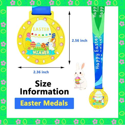 Easter Medal for Egg Hunt Winner Awards, 2.56 Inch Metal Medals Reward Badges with Neck Ribbons, Treasure Hunt Champion Prizes, Party Favors Perfect for Easter Games Competitions in Saudi Arabia