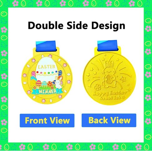 Easter Medal for Egg Hunt Winner Awards, 2.56 Inch Metal Medals Reward Badges with Neck Ribbons, Treasure Hunt Champion Prizes, Party Favors Perfect for Easter Games Competitions in Saudi Arabia