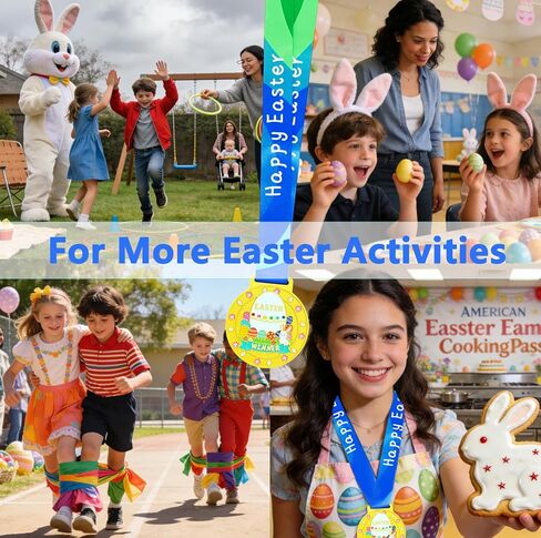 Easter Medal for Egg Hunt Winner Awards, 2.56 Inch Metal Medals Reward Badges with Neck Ribbons, Treasure Hunt Champion Prizes, Party Favors Perfect for Easter Games Competitions in Saudi Arabia