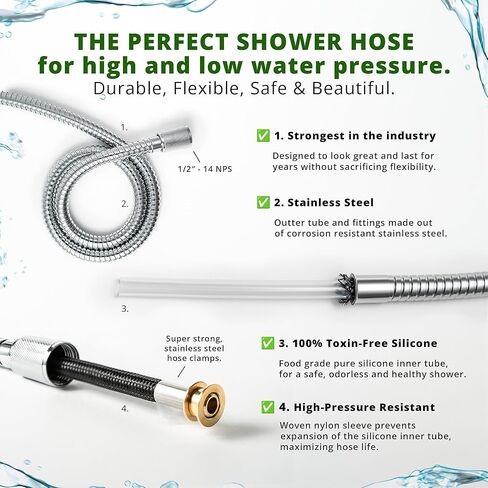High Sierra® - Lead-Free Stainless Steel Shower Hose With Bio-Film resistant Silicone Inner Tube. Extremely Strong and Flexible-72 Inches. Oil Rubbed Bronze in Saudi Arabia