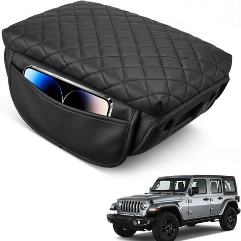 Center Console Armrest Cover Compatible with Ford Bronco Accessories 2021 2022 2023 2024 2025 2/4-Door with Leather Side Pockets Interior Accessories Prevent Scratching in Kuwait