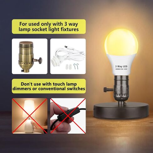 3 Way LED Light Bulbs 2 Pack, 3 Way Light Bulbs 30 70 100 Soft White 3000K,E26 Medium Base A19 Three Way Light Bulb, Indoor 3way Bulb for Reading in Saudi Arabia