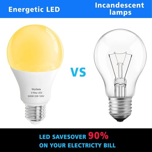 3 Way LED Light Bulbs 2 Pack, 3 Way Light Bulbs 30 70 100 Soft White 3000K,E26 Medium Base A19 Three Way Light Bulb, Indoor 3way Bulb for Reading in Saudi Arabia