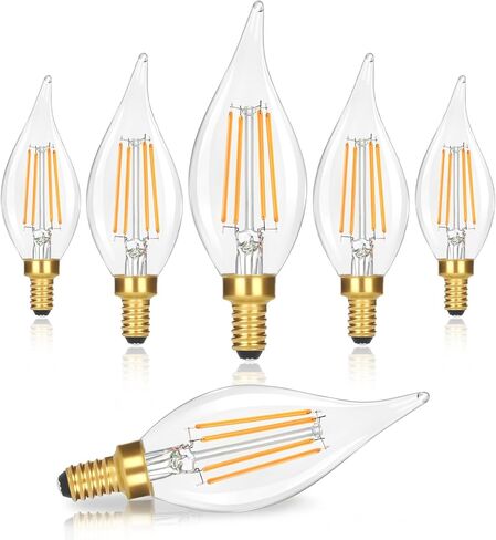 GoBright Dimmable E12 Candelabra LED Light Bulbs 40W Equivalent, 2700K Soft Warm White Chandelier Light Bulbs, 4W 460 LM Flame Tip Candle Light Bulbs, 12-Pack in Saudi Arabia