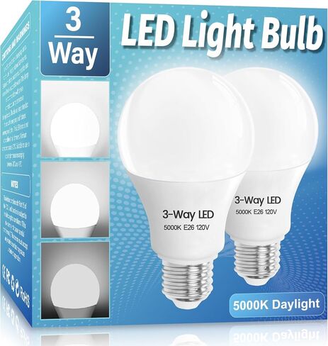 3 Way LED Light Bulbs 2 Pack, 3 Way Light Bulbs 30 70 100 Soft White 3000K,E26 Medium Base A19 Three Way Light Bulb, Indoor 3way Bulb for Reading in Saudi Arabia
