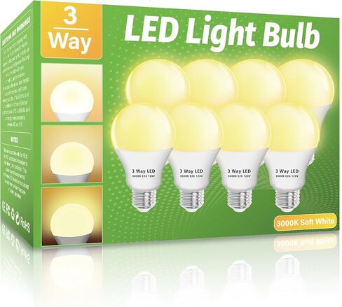 3 Way LED Light Bulbs 2 Pack, 3 Way Light Bulbs 30 70 100 Soft White 3000K,E26 Medium Base A19 Three Way Light Bulb, Indoor 3way Bulb for Reading in Saudi Arabia