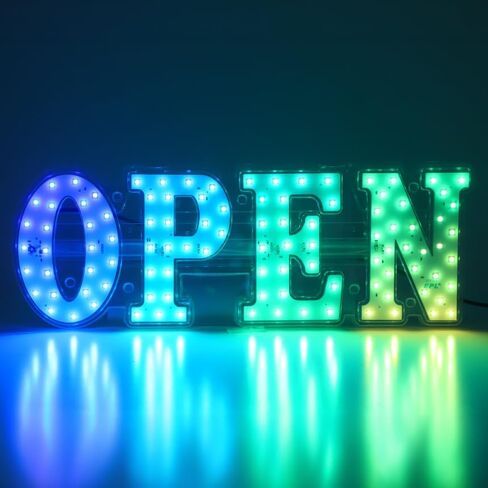 EPL OPEN RGBW Wave, LED 4G Full-color changes sign, Eye-catching, Super Bright, 17"x48", Remote Control & Animated Motion (LARGE 17"x48") in Kuwait