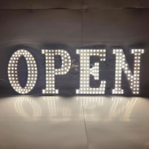 EPL OPEN Warm White, LED 2G Blinking Sign, Eye-Catching & Super Bright, 10"x30" Size, Remote Control, Window Display, Shop Decor, Business Lighting in Kuwait