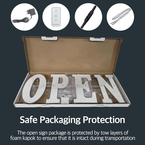 EPL OPEN Warm White, LED 2G Blinking Sign, Eye-Catching & Super Bright, 10"x30" Size, Remote Control, Window Display, Shop Decor, Business Lighting in Kuwait