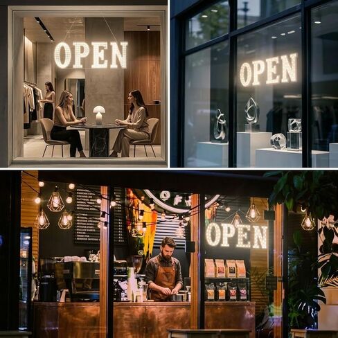 EPL OPEN أبيض دافئ، علامة تشغيل LED 1G، لافتة للنظر وفائقة السطوع، مقاس 10 × 30 بوصة، رؤية عالية، ديكور أعمال، لوحة عرض كهربائية in Kuwait