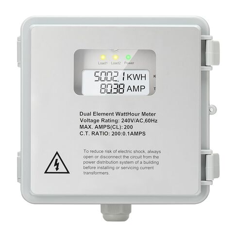 عداد ميكانيكي مثبت على السطح الخارجي، Zuomeng 120/240V 2P3W 200A طقم عداد طاقة صغير مع غلاف مقاوم للماء IP65، يتضمن 2 CT الأساسية الصلبة، قياس PWH مزدوج الدائرة الدقيق in Saudi Arabia