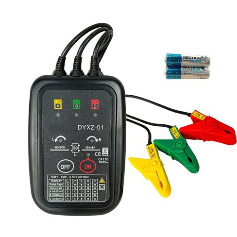 Non-Contact 3 Phase Rotation Meter | Motor Rotation Tester for AC 70V-600V | Phase Sequence, Live Wire & Circuit Break Detector | Auto Power-Off, 20" Clamps | Professional Electrician Tool Kit in Saudi Arabia