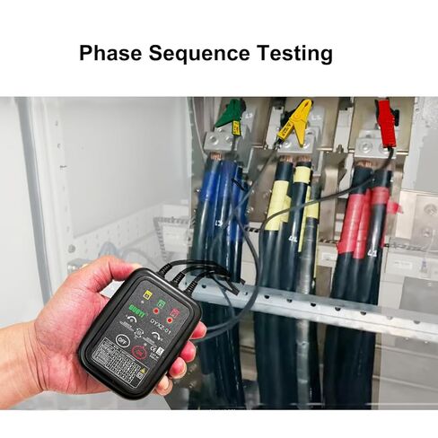 Non-Contact 3 Phase Rotation Meter | Motor Rotation Tester for AC 70V-600V | Phase Sequence, Live Wire & Circuit Break Detector | Auto Power-Off, 20" Clamps | Professional Electrician Tool Kit in Saudi Arabia