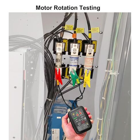 Non-Contact 3 Phase Rotation Meter | Motor Rotation Tester for AC 70V-600V | Phase Sequence, Live Wire & Circuit Break Detector | Auto Power-Off, 20" Clamps | Professional Electrician Tool Kit in Saudi Arabia