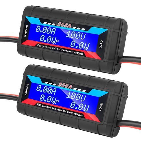 2Pack 200A 100V High Precision Watt Meter Power Analyzer Battery Consumption Performance Monitor with Backlight Digital LCD Screen Model Aircraft Power Meter with Manual in Saudi Arabia