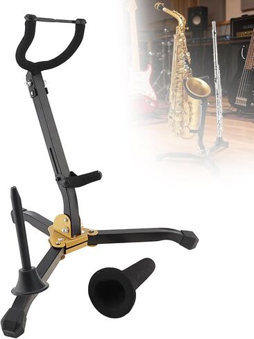 REMAGIC Alto & Tenor Saxophone Stand with 1 Clarinet / Flute Stand, Folding Saxophone Stand holder Rack, Straight Metal Sax Tripod Holder ,Portable Saxophone Support for Live Performance Travel in Saudi Arabia