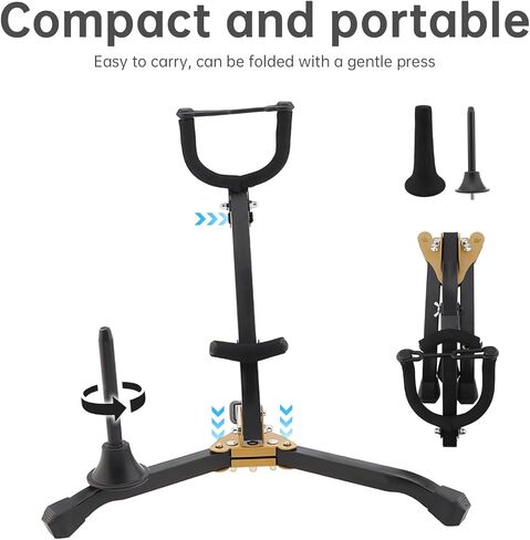 REMAGIC Alto & Tenor Saxophone Stand with 1 Clarinet / Flute Stand, Folding Saxophone Stand holder Rack, Straight Metal Sax Tripod Holder ,Portable Saxophone Support for Live Performance Travel in Saudi Arabia