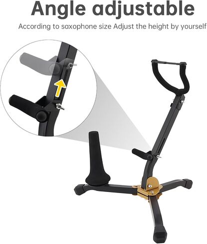 REMAGIC Alto & Tenor Saxophone Stand with 1 Clarinet / Flute Stand, Folding Saxophone Stand holder Rack, Straight Metal Sax Tripod Holder ,Portable Saxophone Support for Live Performance Travel in Saudi Arabia