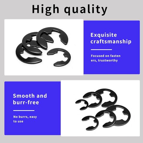 1100 Pcs E-Clip Retaining Rings, C Clips E Clips Assortment Kit, Snap Rings, Black Metal Snap Ring Kit for Auto Parts Repair, Machinery Maintenance, Industrial Equipment (13 Sizes) in Kuwait