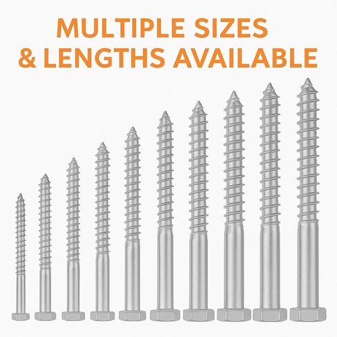 IMSCREWS 1/4 x 1-1/2 براغي سداسية الرأس، 304 من الفولاذ المقاوم للصدأ، براغي خشبية شديدة التحمل مترابطة بالكامل للأقواس والسياج، 25 قطعة in Saudi Arabia