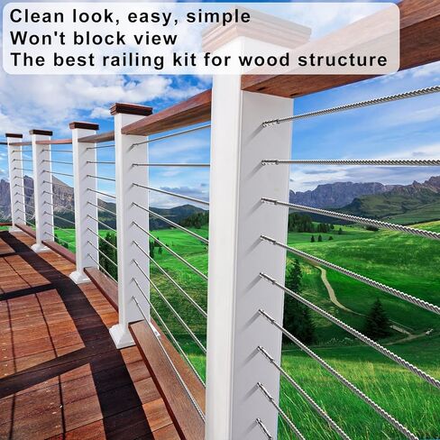 Steel DN Mate 100 Pack T316 Stainless Steel Right&Left Handed Thread Swage Lag Screws for Wood Post of 1/8" Steel Cable Railing Kit, Cable Railing Hardware, DIY Deck Railings, Wrench Include-DM50 in Kuwait